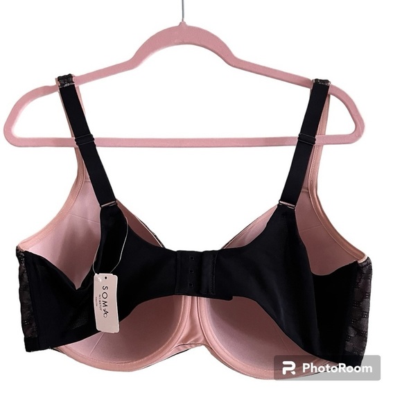 Soma Stunning Support Black Geo Lace Balconette Bra Size 42DDD NWT - Picture 2 of 13
